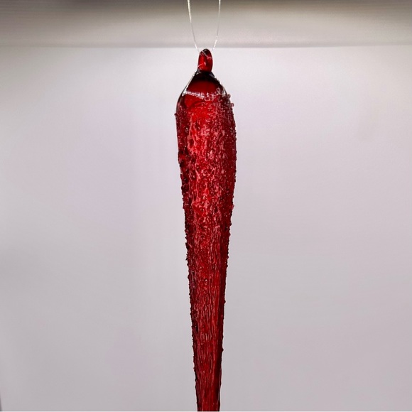 Set of 3 Red Textured Icicle Ornaments - Picture 6 of 10